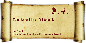 Markovits Albert névjegykártya